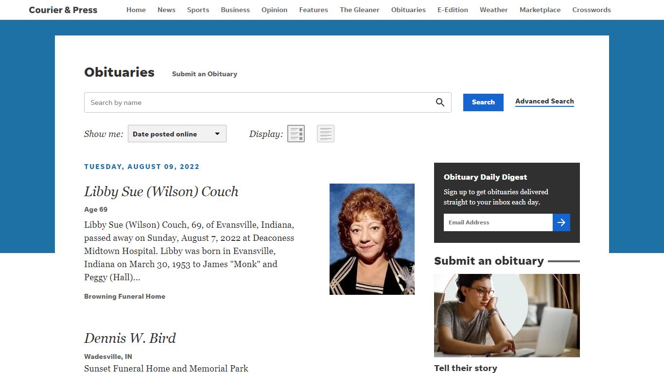 Obituaries in Evansville, IN | Courier Press