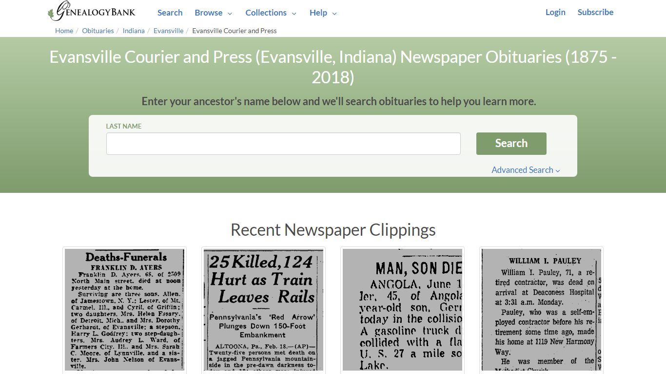 Evansville Courier and Press Obituary Archives Search in ...